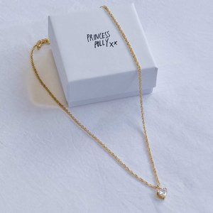 Heart Diamond Gold Necklace Princess Polly
